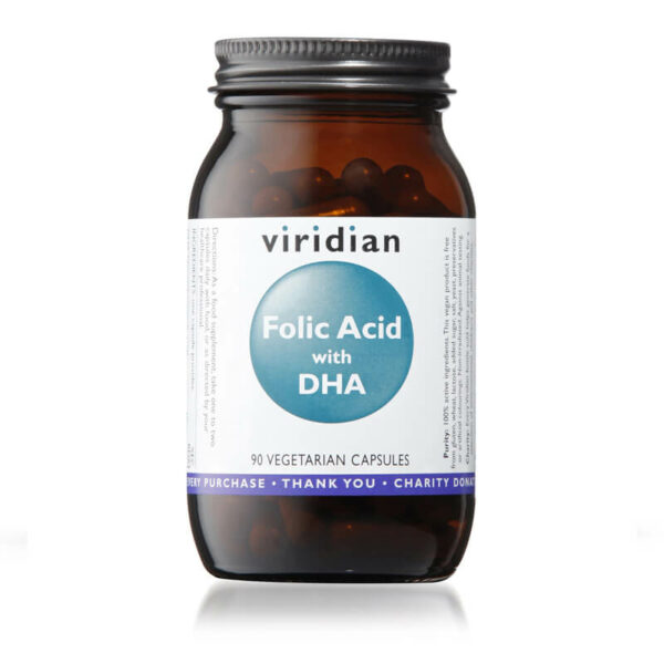 Folna kislina z DHA Viridian 90 kapsul