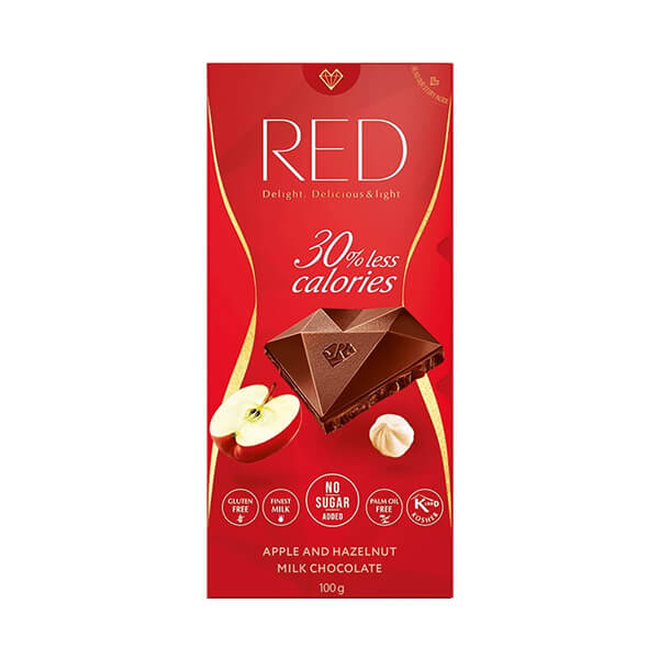 RED Mlečna čokolada jabolko & lešnik brez dodanega sladkorja 100g