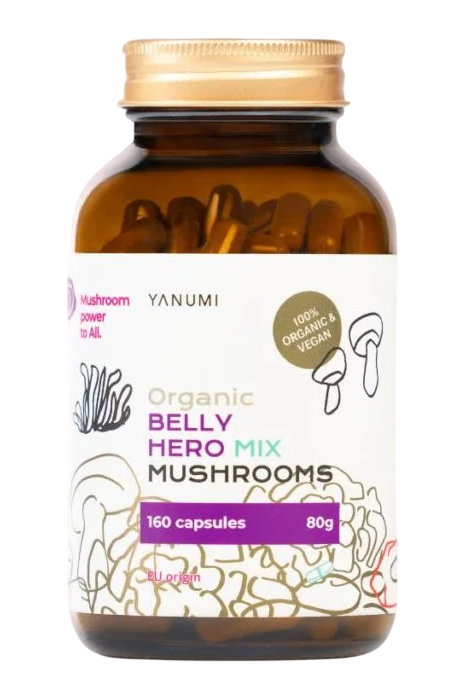 Detox mešanica gob za razstrupljanje telesa Belly mix Yanumi (EKO) 160 kapsul