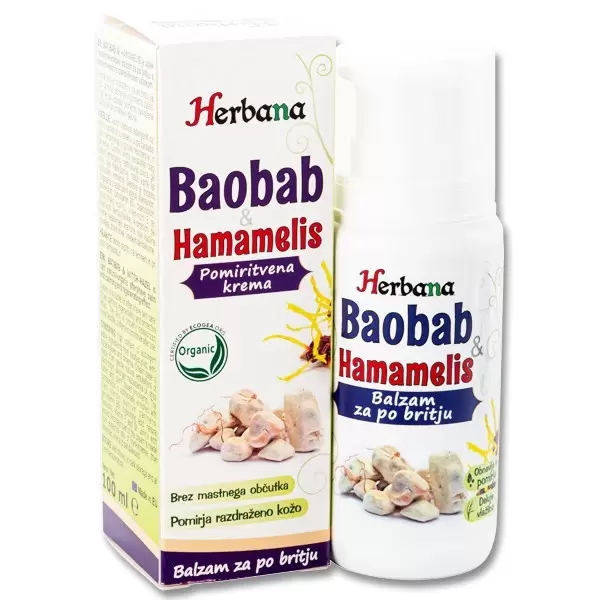Baobab & hamamelis pomiritvena krema in balzam za po britju 100ml
