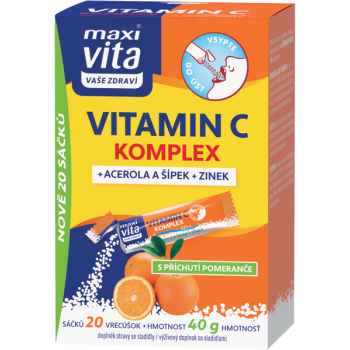 Vitamin C kompleks z acerolo, šipkom in cinkom Maxi Vita 20 vrečk