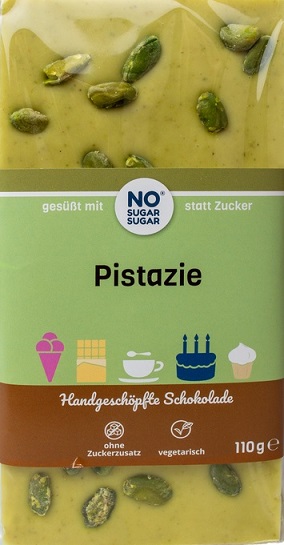 Mlečna bela čokolada s pistacijo brez dodanega sladkorja 110g
