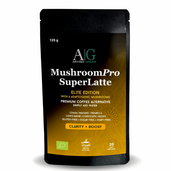Mushroom Pro SuperLatte premium kavni nadomestek s šestimi funkcionalnimi gobami 125g