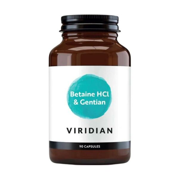 Viridian Betain HCl s korenino encijana 90 kapsul (650mg)