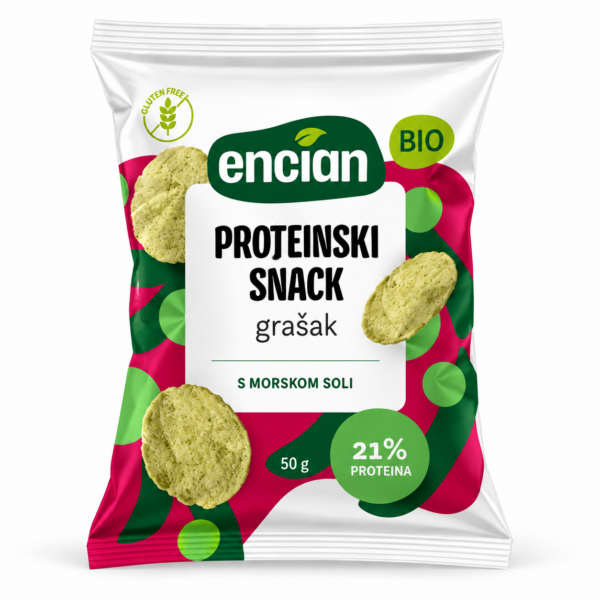 Proteinski prigrizek iz ekspandiranega graha Encian 50g (EKO)